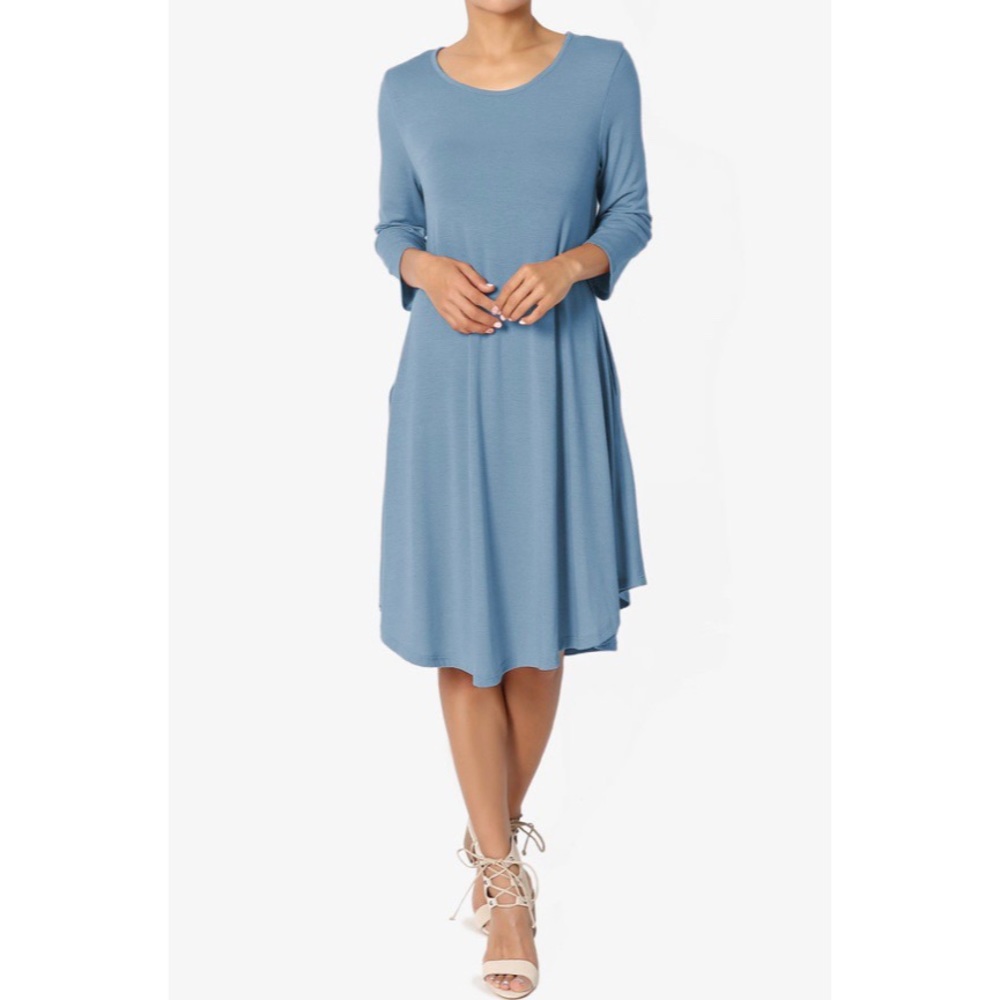 ✂️MIDI SWING DRESS IN TITANIUM BLUE - Picture 2 of 7